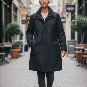 Jones New York Black Long Zip-Front Trench Coat